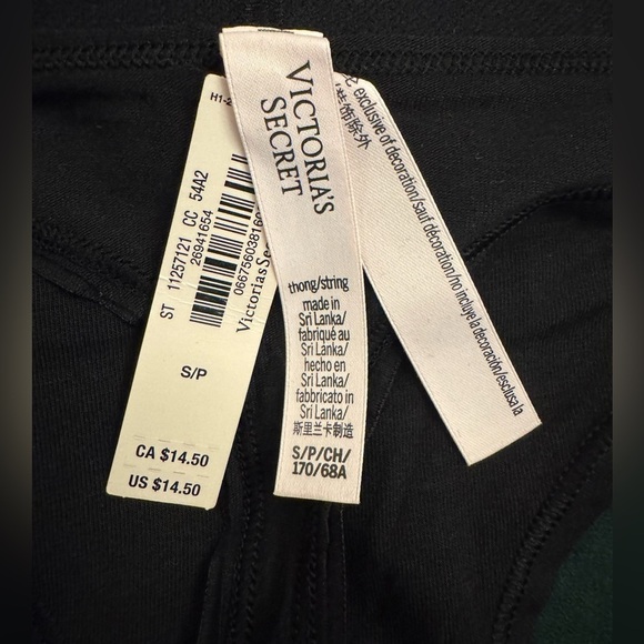 Victoria's Secret Black Logo Embellished Thong Women's Size Small NWT - Picture 4 of 6